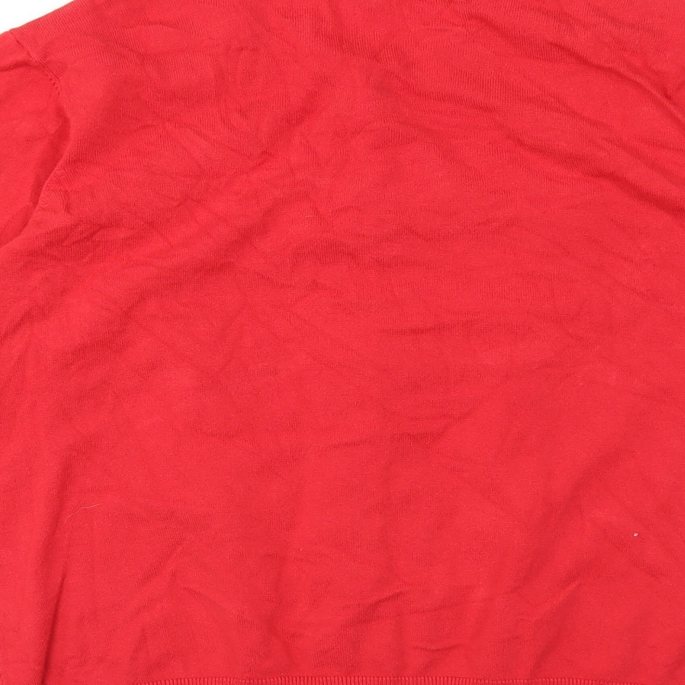 Red Herring Womens Red Round Neck Viscose Cardigan Jumper Size 20