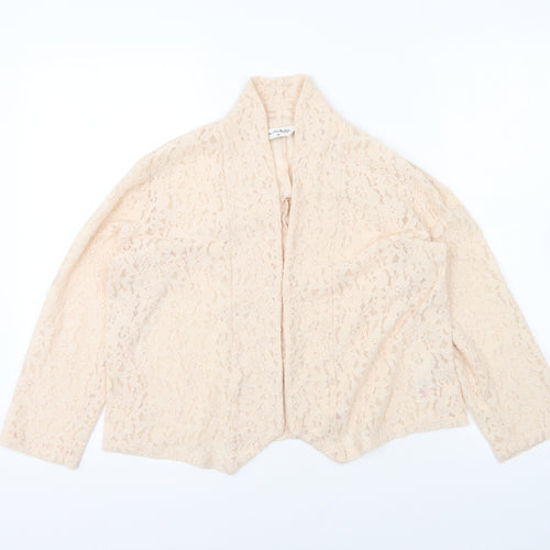 Miss Selfridge Womens Ivory V-Neck Nylon Cardigan Jumper Size 14