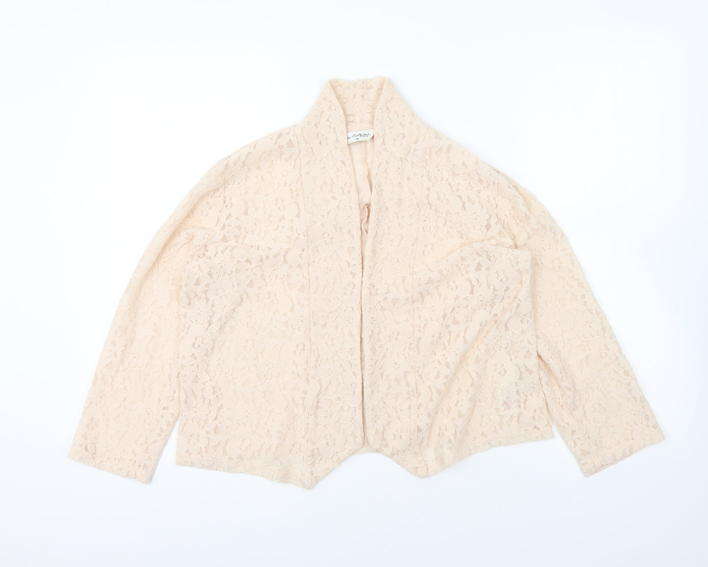 Miss Selfridge Womens Ivory V-Neck Nylon Cardigan Jumper Size 14