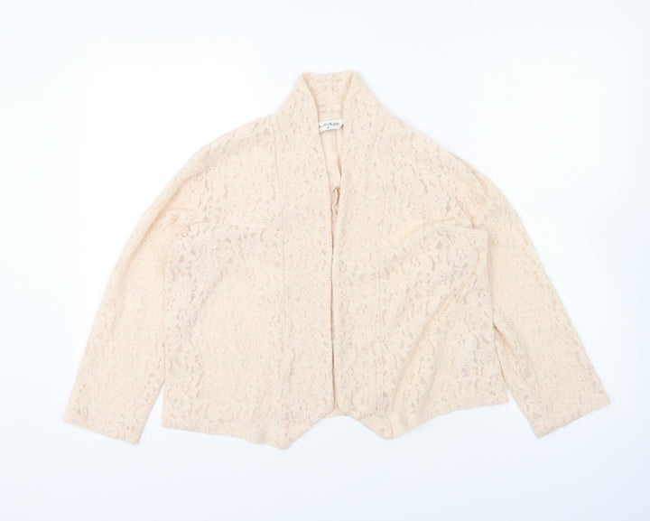 Miss Selfridge Womens Ivory V-Neck Nylon Cardigan Jumper Size 14