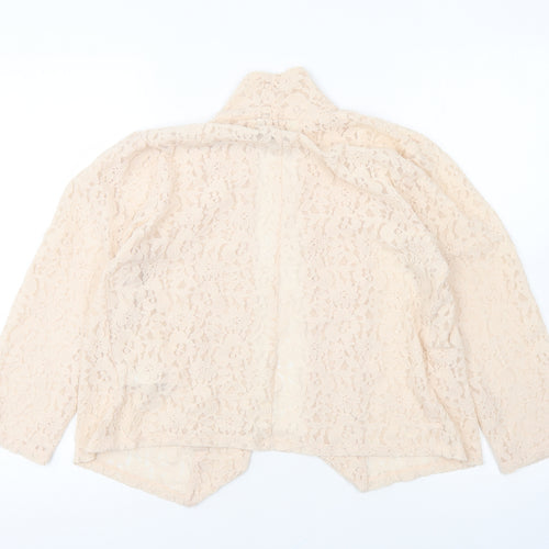 Miss Selfridge Womens Ivory V-Neck Nylon Cardigan Jumper Size 14