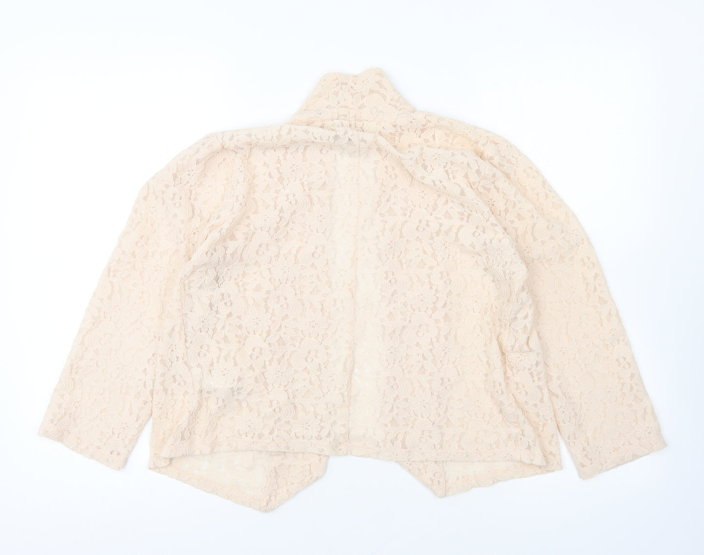 Miss Selfridge Womens Ivory V-Neck Nylon Cardigan Jumper Size 14