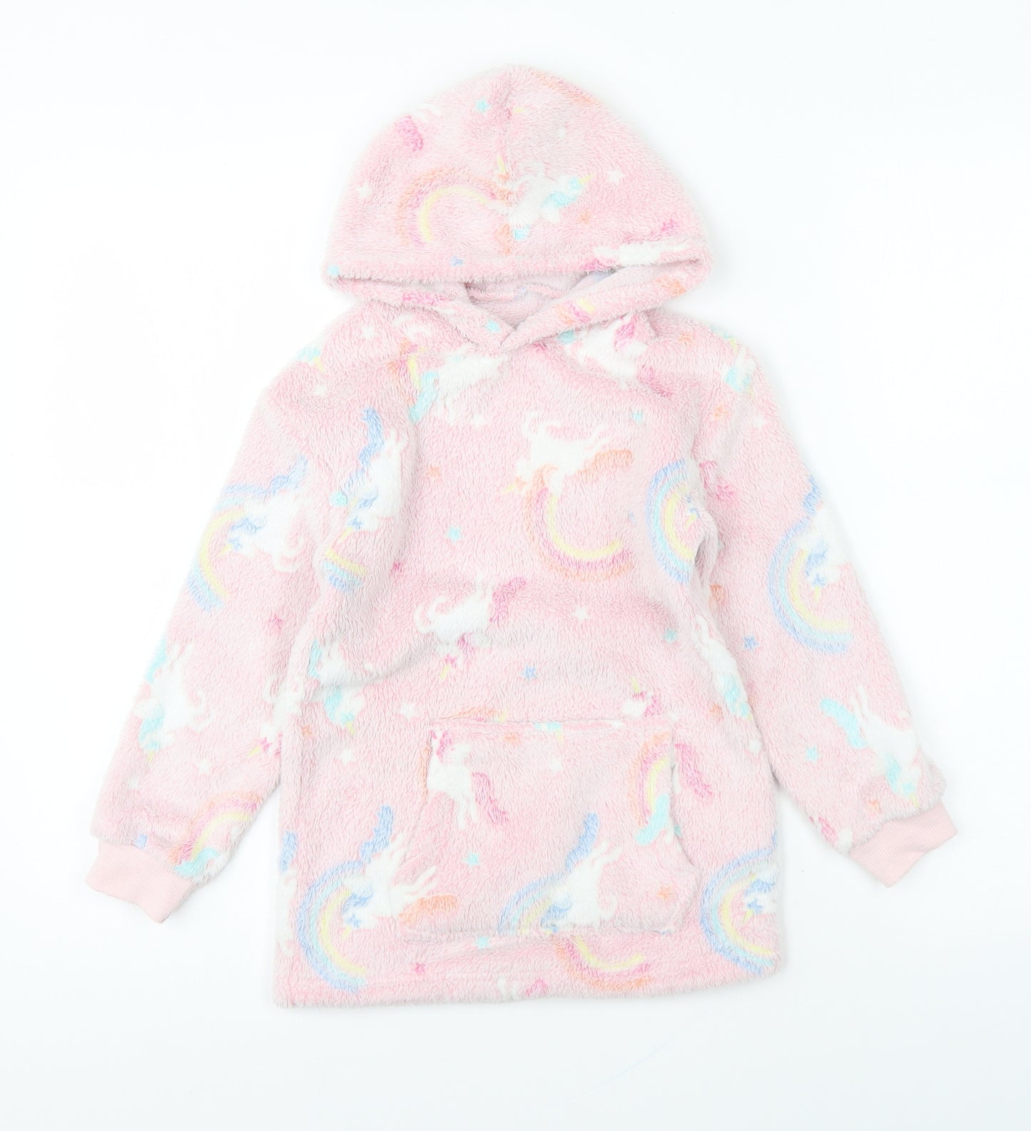 My Little Home Girls Pink Geometric Polyester Pullover Hoodie Size S Pullover - Unicorn Loungewear