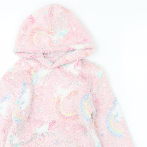 My Little Home Girls Pink Geometric Polyester Pullover Hoodie Size S Pullover - Unicorn Loungewear