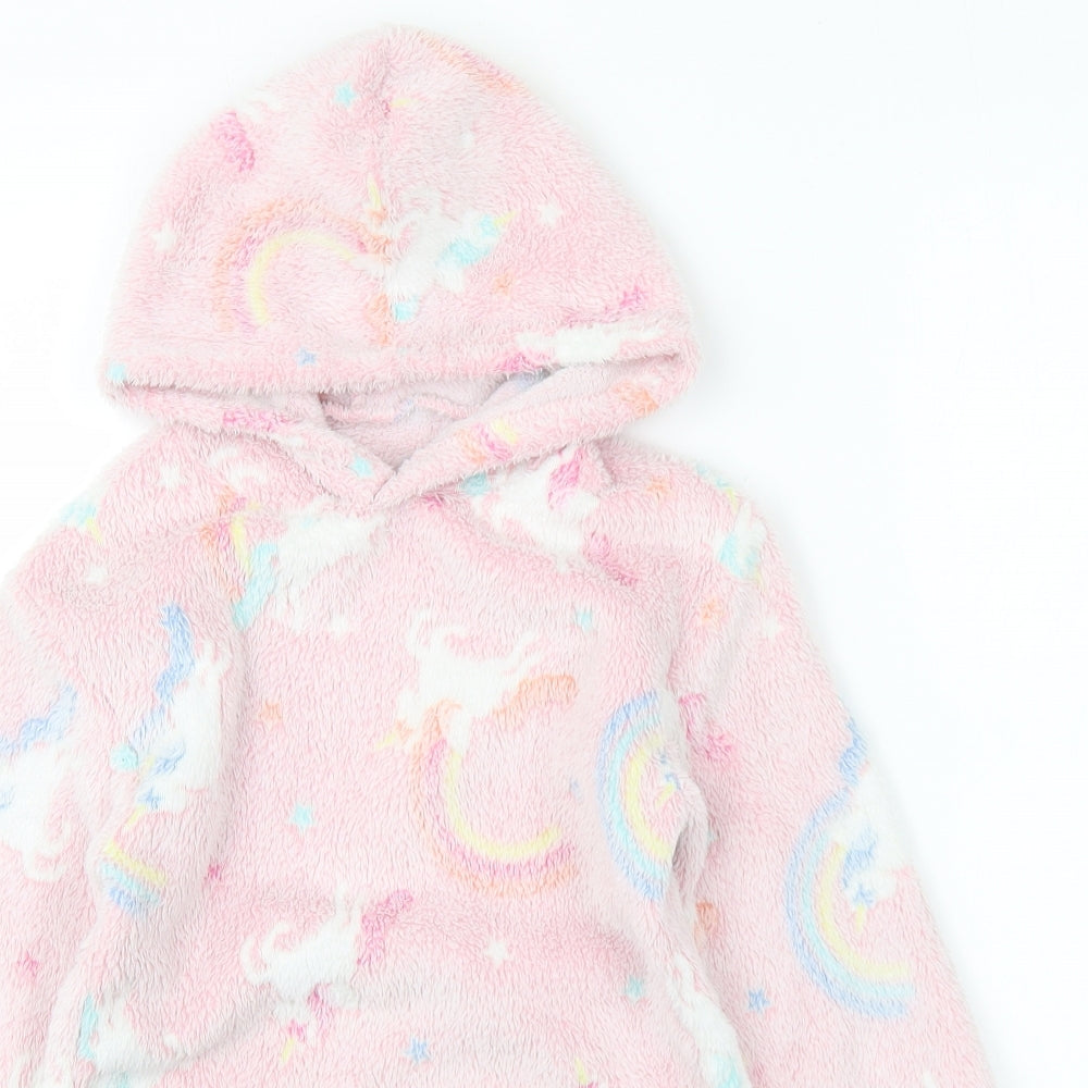 My Little Home Girls Pink Geometric Polyester Pullover Hoodie Size S Pullover - Unicorn Loungewear