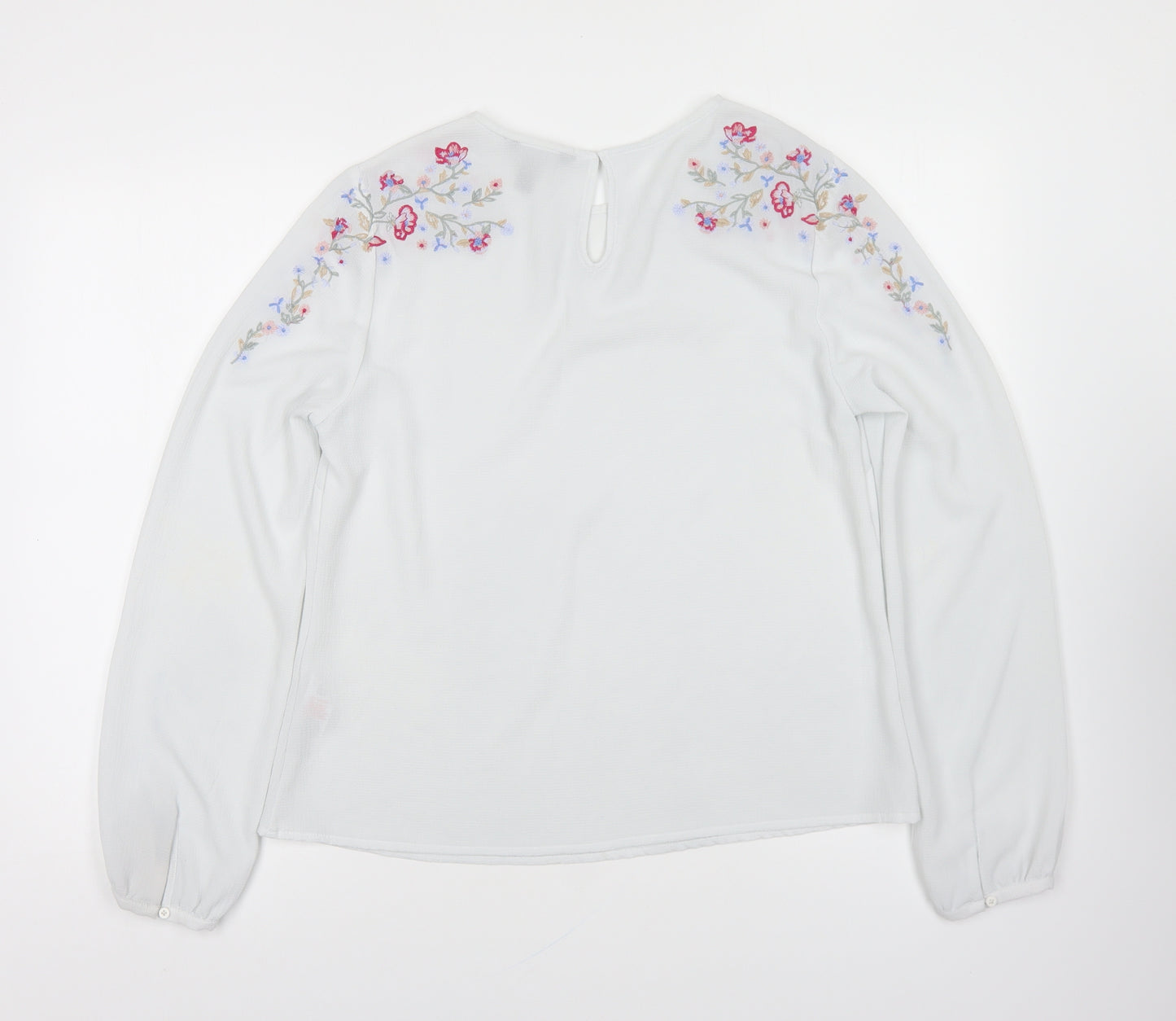 New Look Womens White Polyester Basic Blouse Size 12 Round Neck