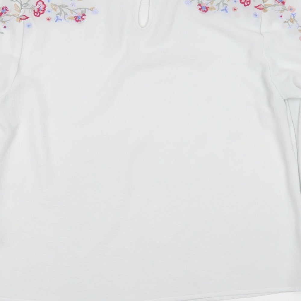 New Look Womens White Polyester Basic Blouse Size 12 Round Neck