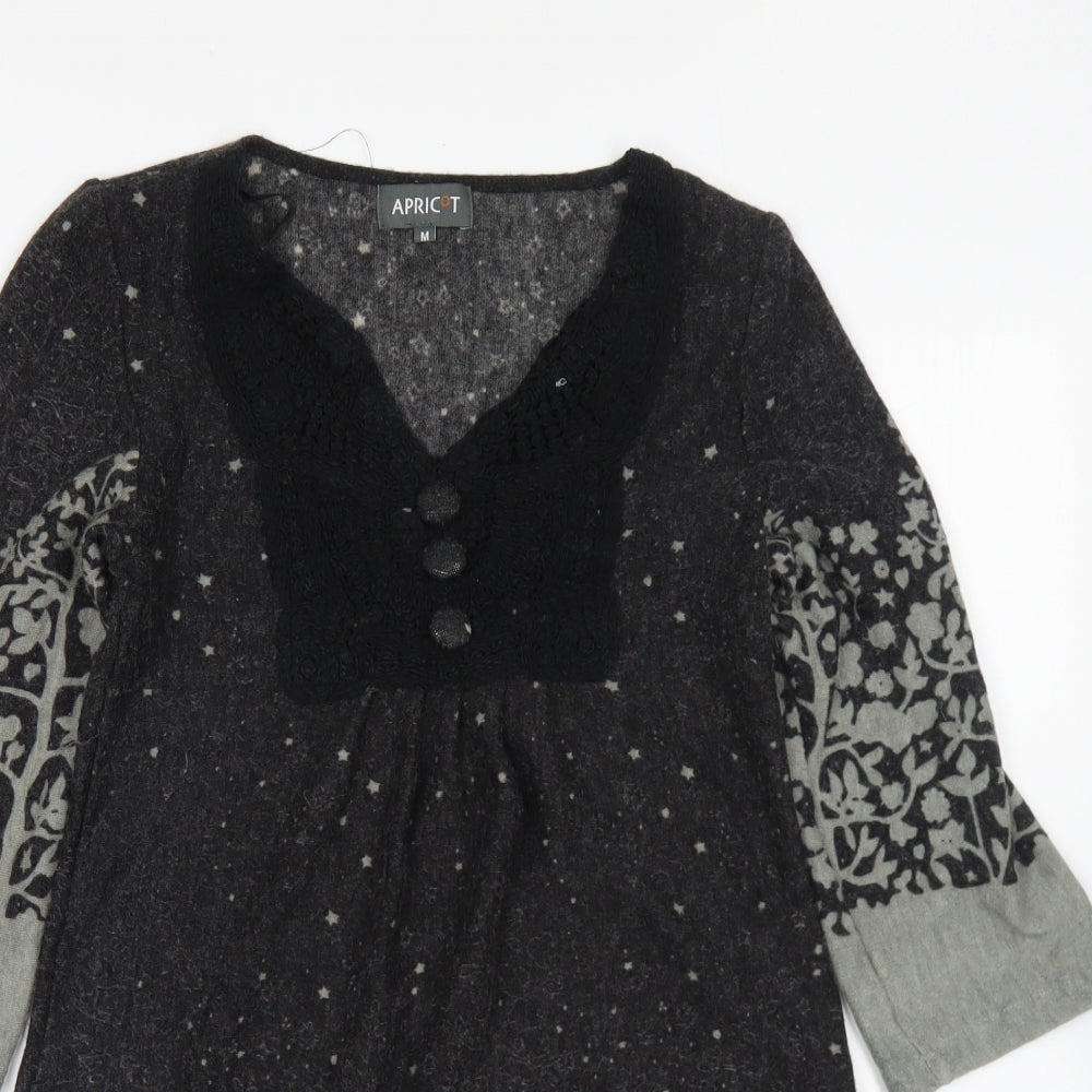 Apricot Womens Black Acrylic Jumper Dress Size M V-Neck Pullover