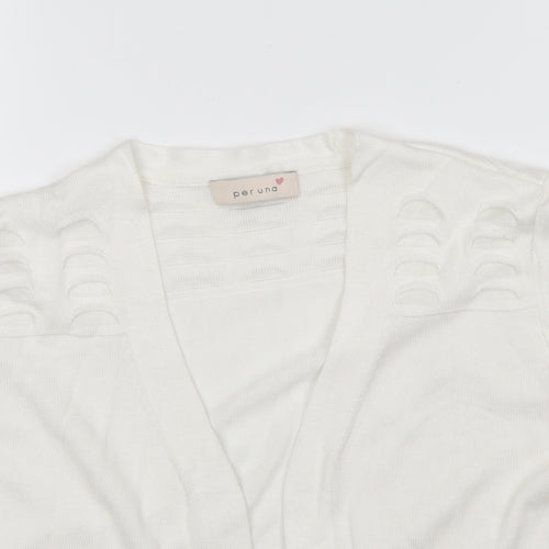 Per Una Womens White V-Neck Viscose Cardigan Jumper Size 10