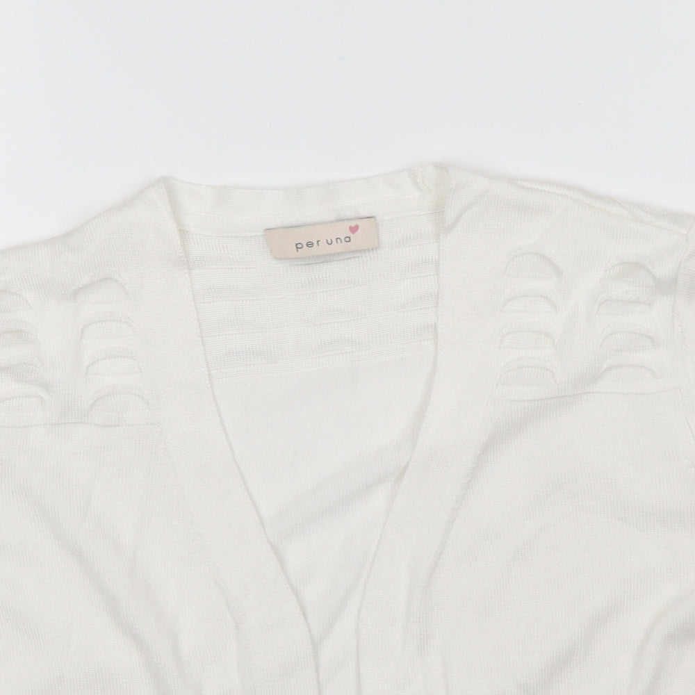 Per Una Womens White V-Neck Viscose Cardigan Jumper Size 10