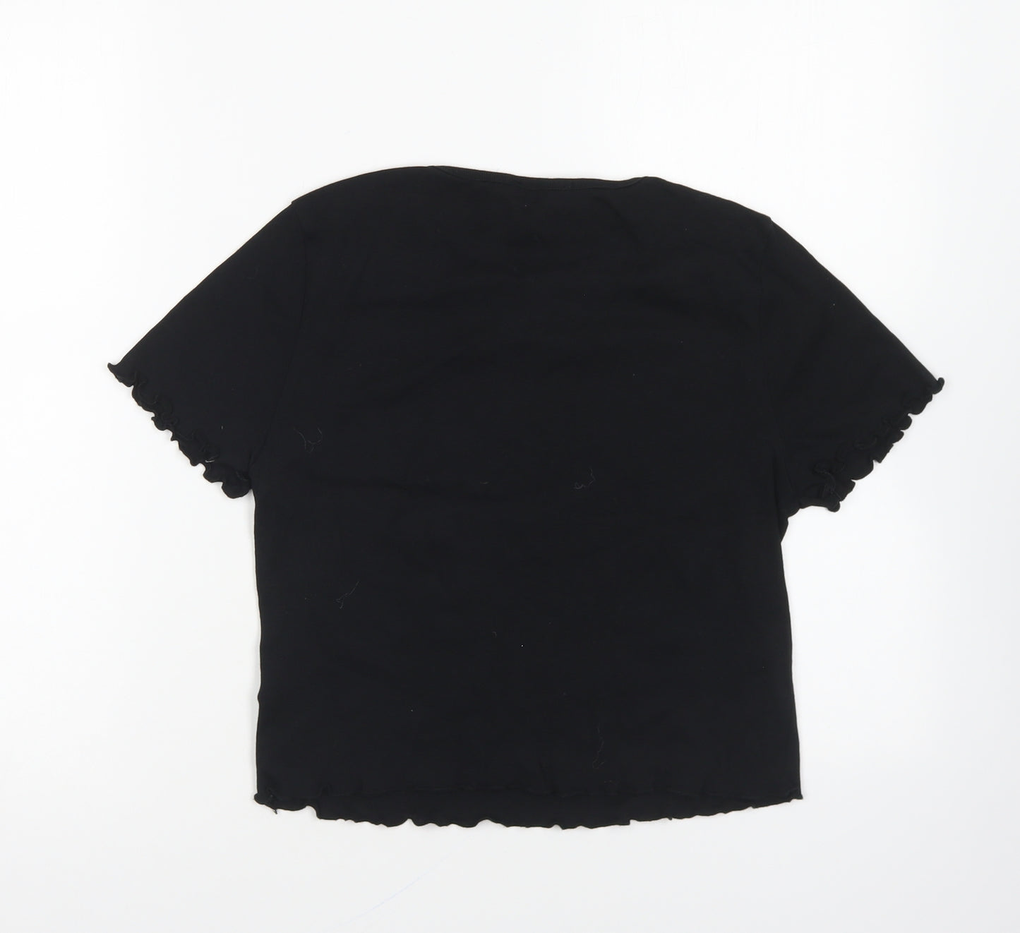 New Look Girls Black Cotton Basic T-Shirt Size 12 Years Round Neck Pullover - Honey