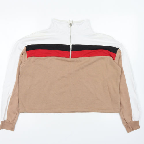 New Look Womens Multicoloured Cotton Pullover Sweatshirt Size 12 Zip - Colour Block