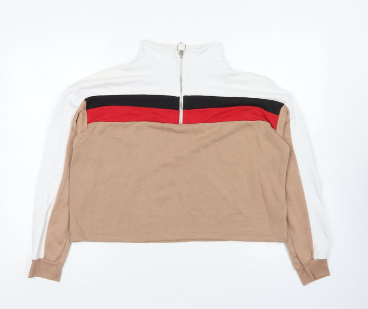 New Look Womens Multicoloured Cotton Pullover Sweatshirt Size 12 Zip - Colour Block