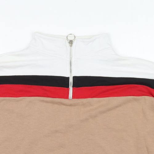 New Look Womens Multicoloured Cotton Pullover Sweatshirt Size 12 Zip - Colour Block