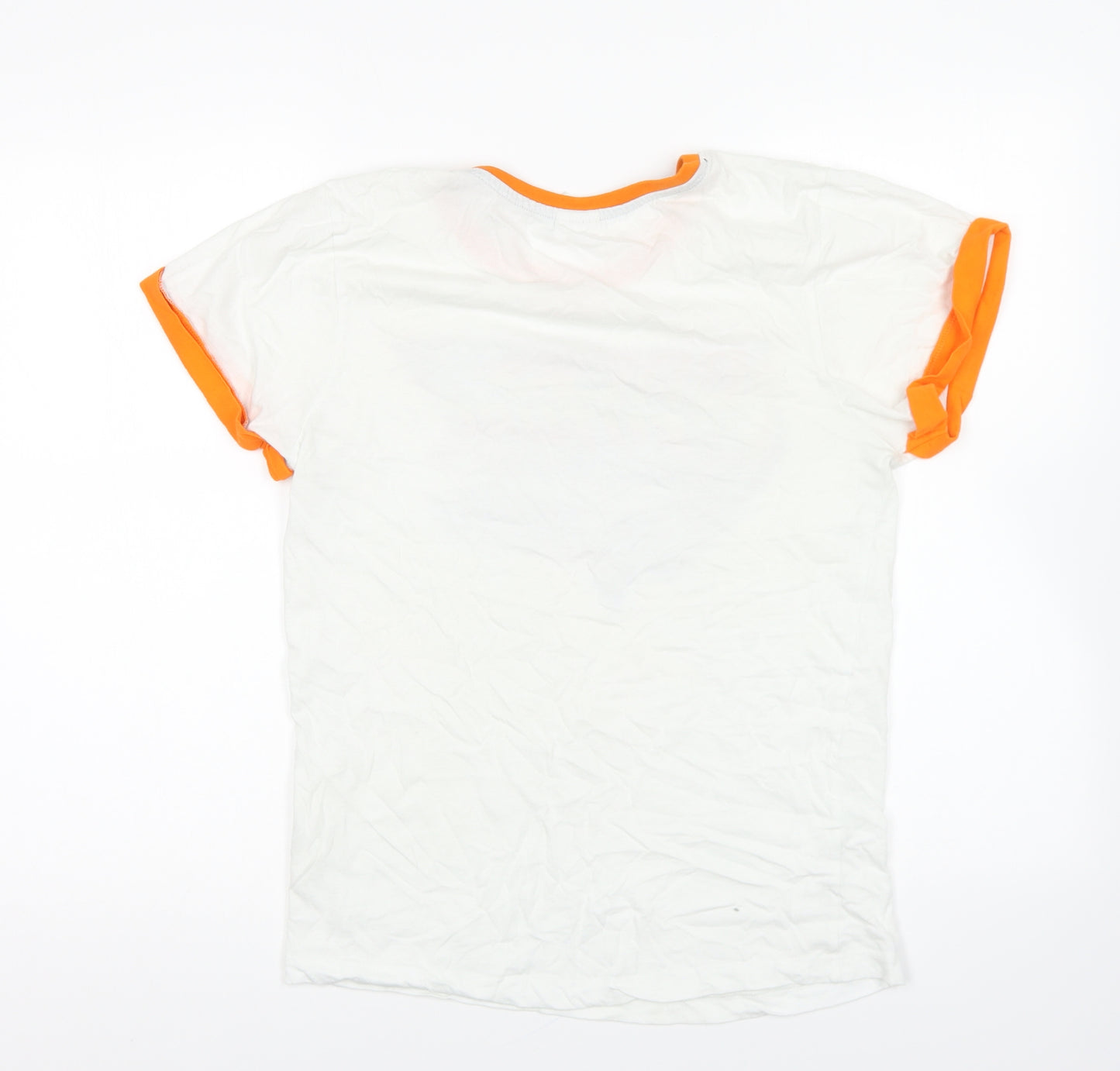 Preworn Womens White Cotton Basic T-Shirt Size 8 Round Neck - Back to the Future