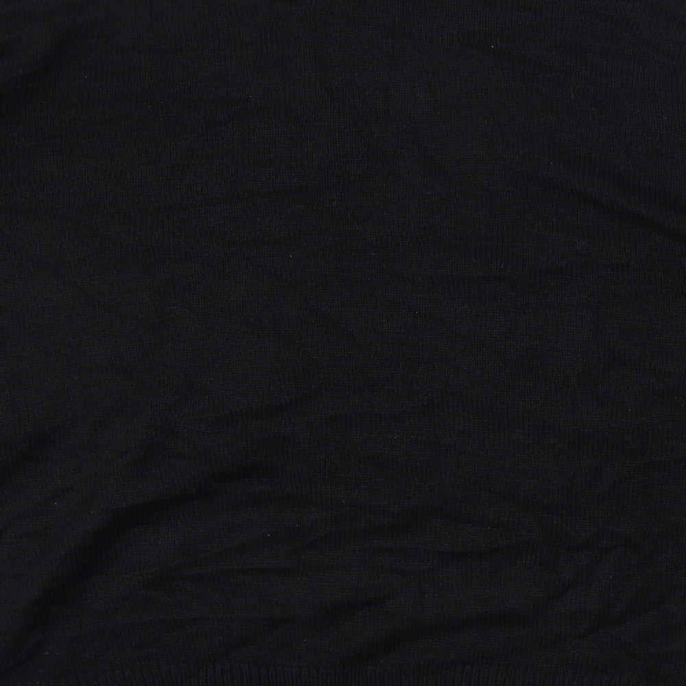 Yours Womens Black Crew Neck Geometric Acrylic Pullover Jumper Size 22 - Smiley Face