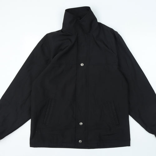 Buonamico Mens Black Overcoat Coat Size L Zip