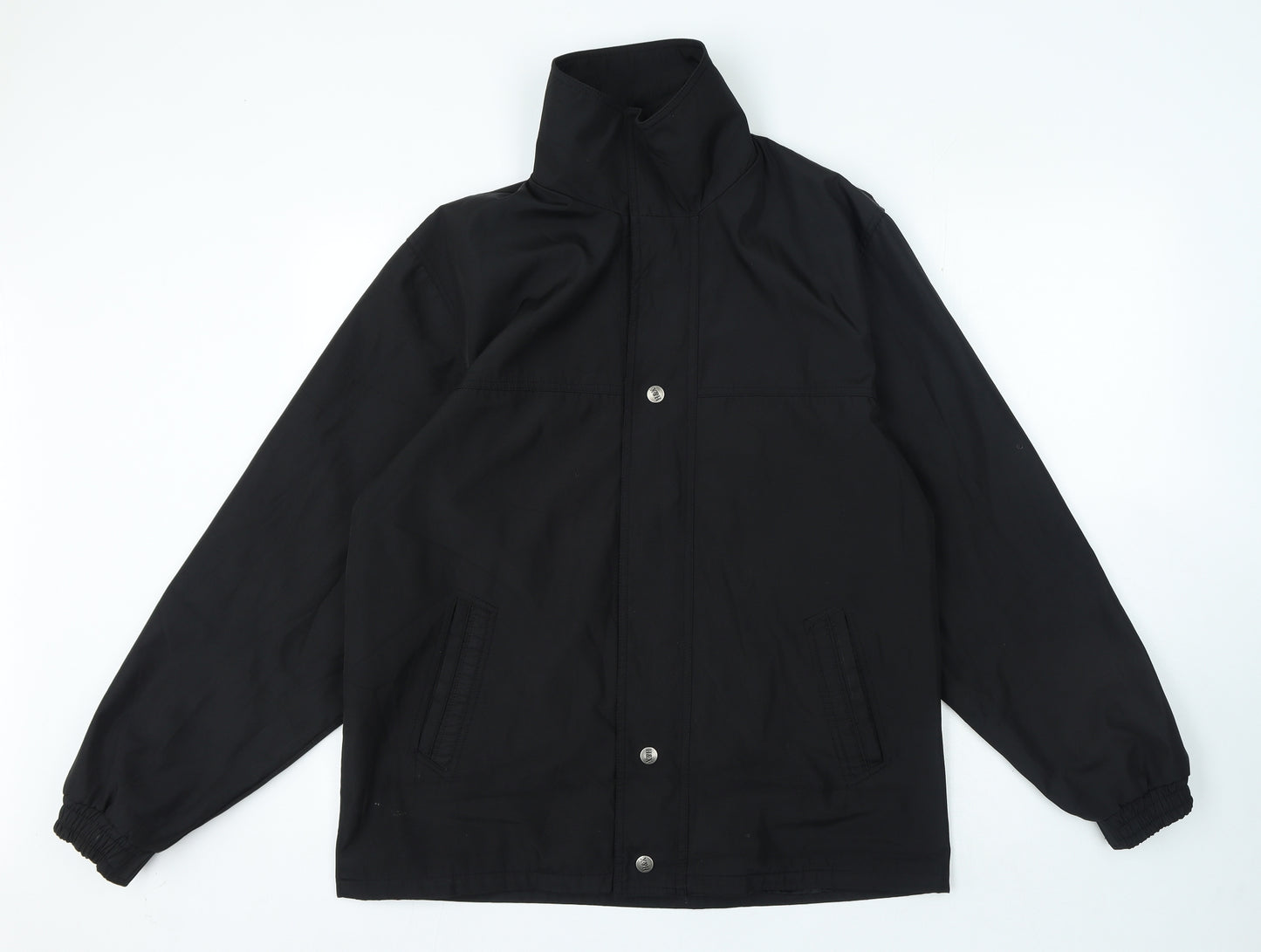 Buonamico Mens Black Overcoat Coat Size L Zip