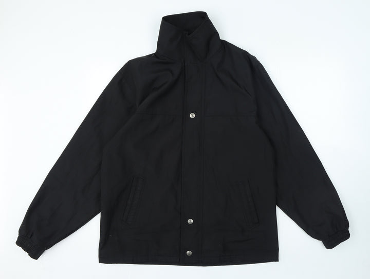 Buonamico Mens Black Overcoat Coat Size L Zip