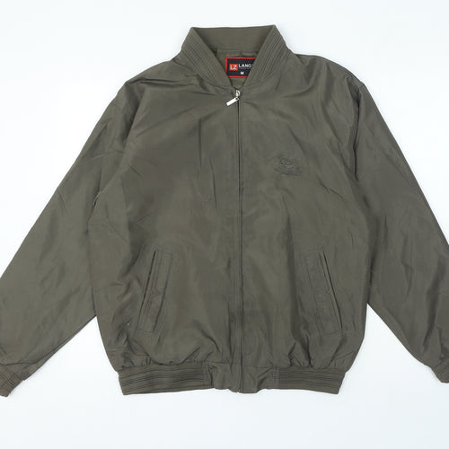 Langzi Mens Green Bomber Jacket Jacket Size M Zip