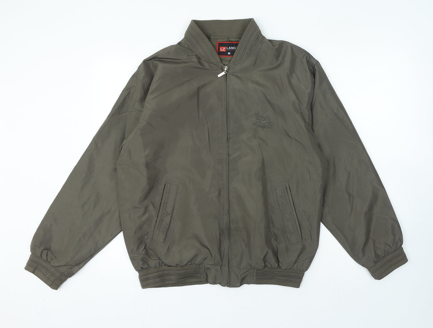 Langzi Mens Green Bomber Jacket Jacket Size M Zip