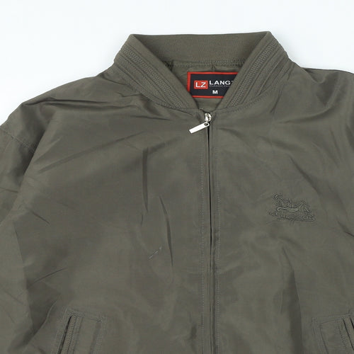 Langzi Mens Green Bomber Jacket Jacket Size M Zip