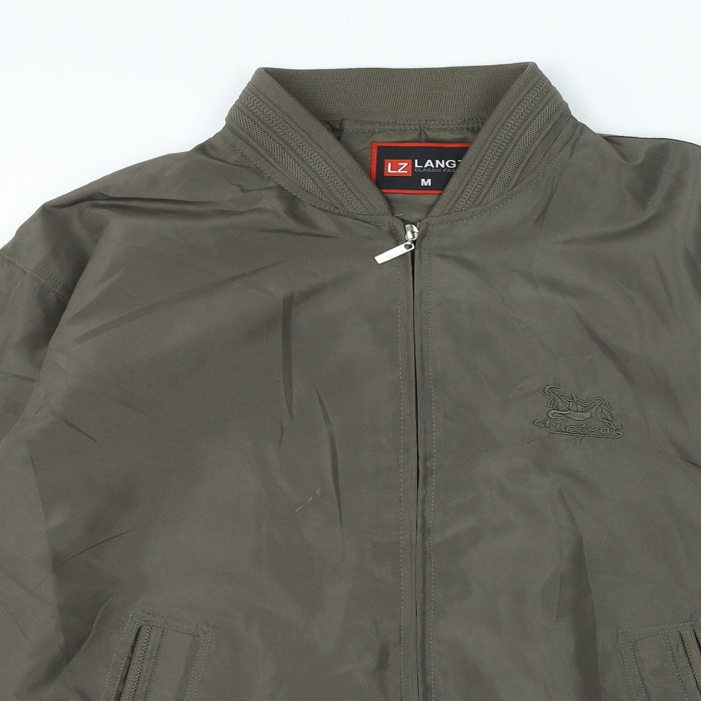 Langzi Mens Green Bomber Jacket Jacket Size M Zip