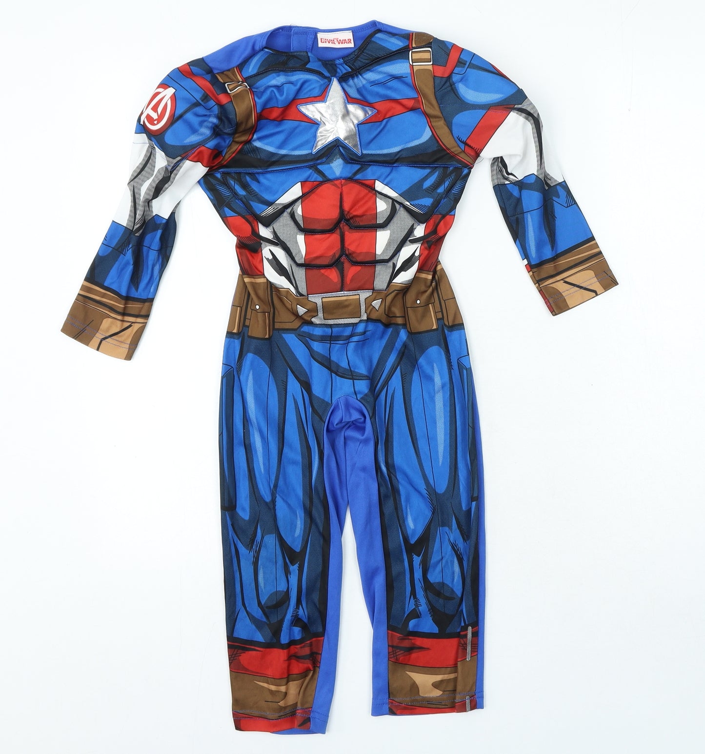 Marvel Boys Blue Floral Polyester One Piece Size 3-4 Years - Captain America Costume