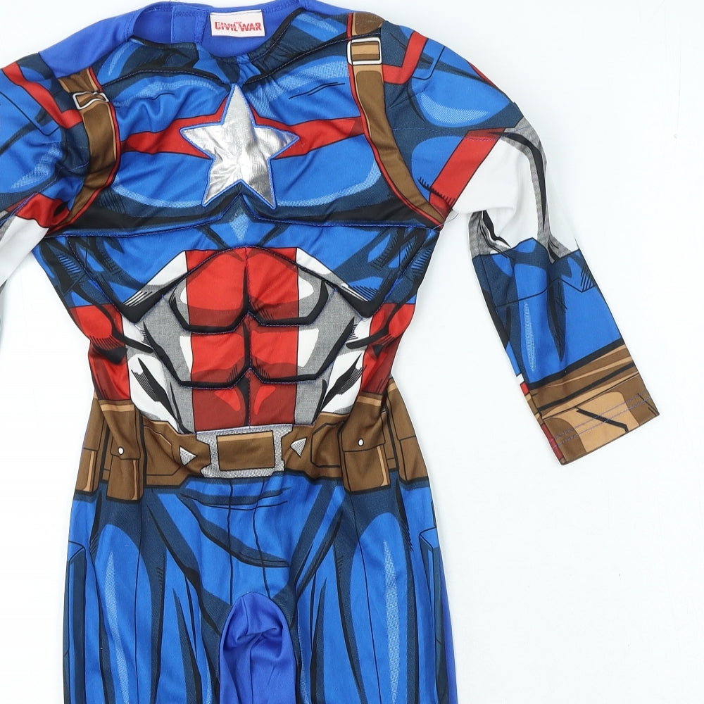 Marvel Boys Blue Floral Polyester One Piece Size 3-4 Years - Captain America Costume