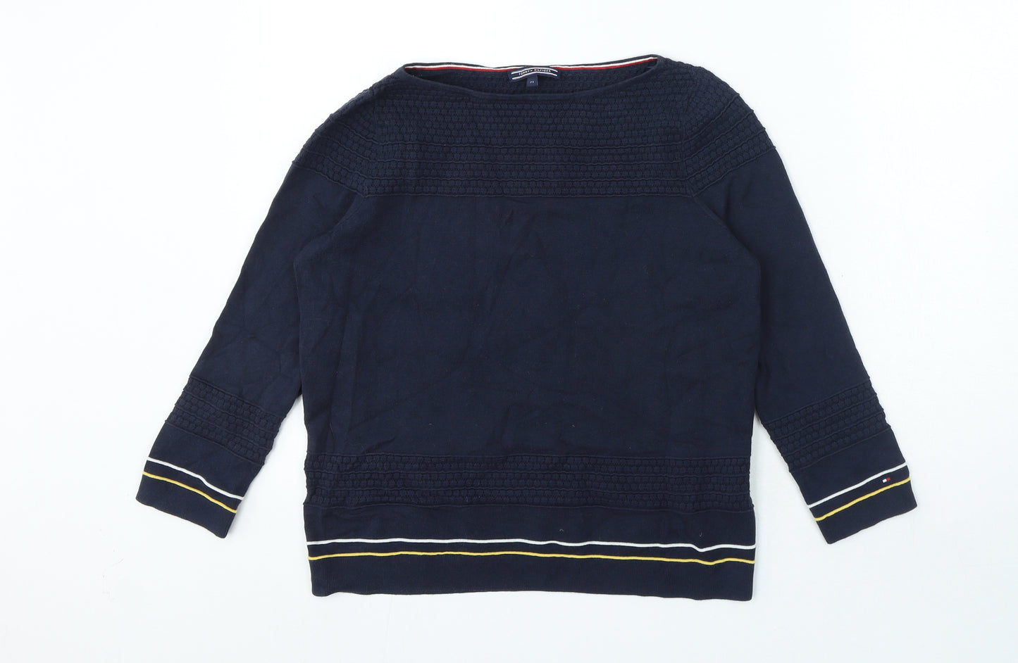 Tommy Hilfiger Womens Blue Cotton Basic T-Shirt Size M Boat Neck