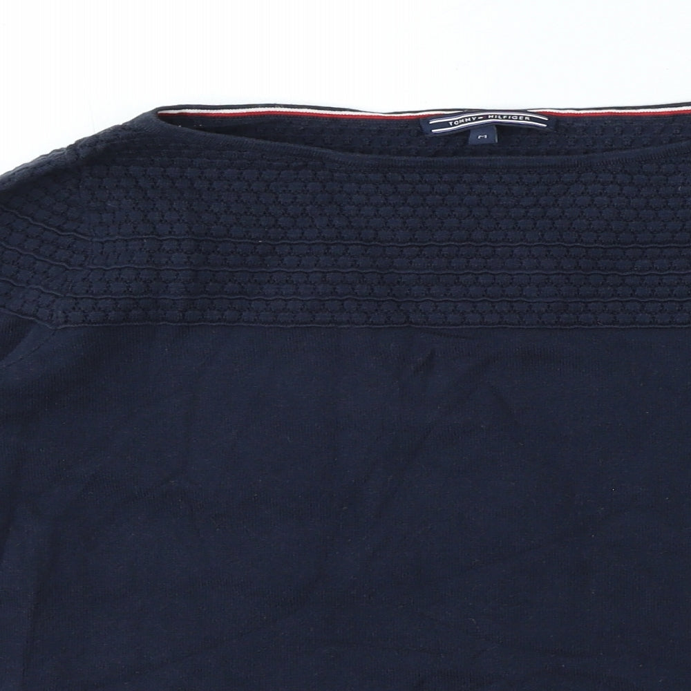 Tommy Hilfiger Womens Blue Cotton Basic T-Shirt Size M Boat Neck