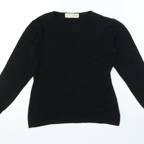 Luisa Lorenzi Womens Black Round Neck Polyester Pullover Jumper Size M