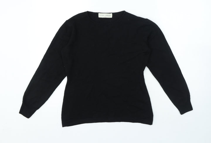 Luisa Lorenzi Womens Black Round Neck Polyester Pullover Jumper Size M