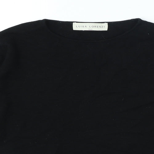 Luisa Lorenzi Womens Black Round Neck Polyester Pullover Jumper Size M