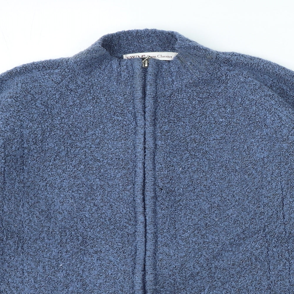 EWM Womens Blue High Neck Acrylic Cardigan Jumper Size S