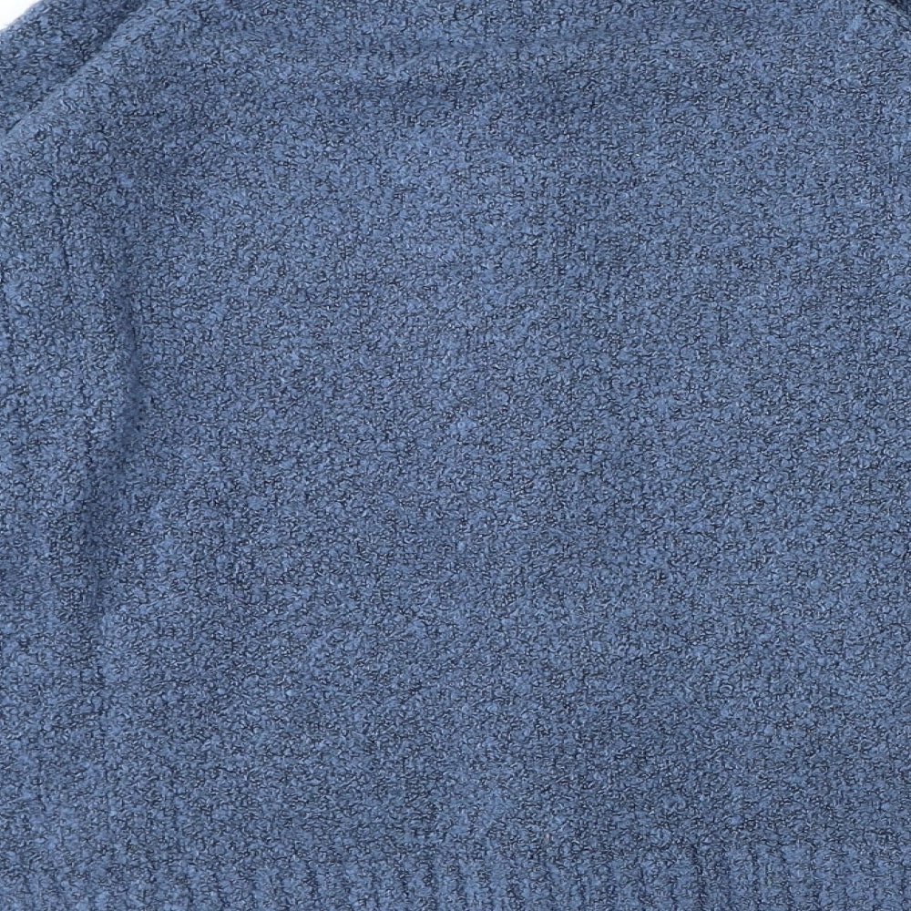 EWM Womens Blue High Neck Acrylic Cardigan Jumper Size S