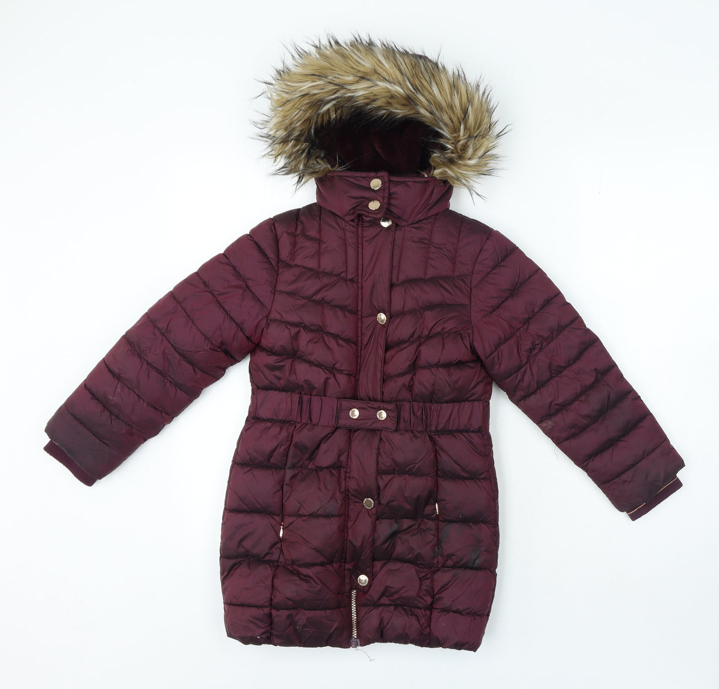 NEXT Girls Purple Basic Coat Coat Size 7 Years Zip