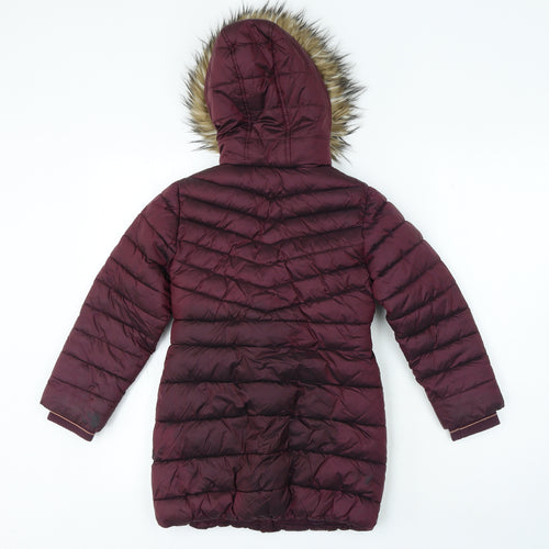 NEXT Girls Purple Basic Coat Coat Size 7 Years Zip