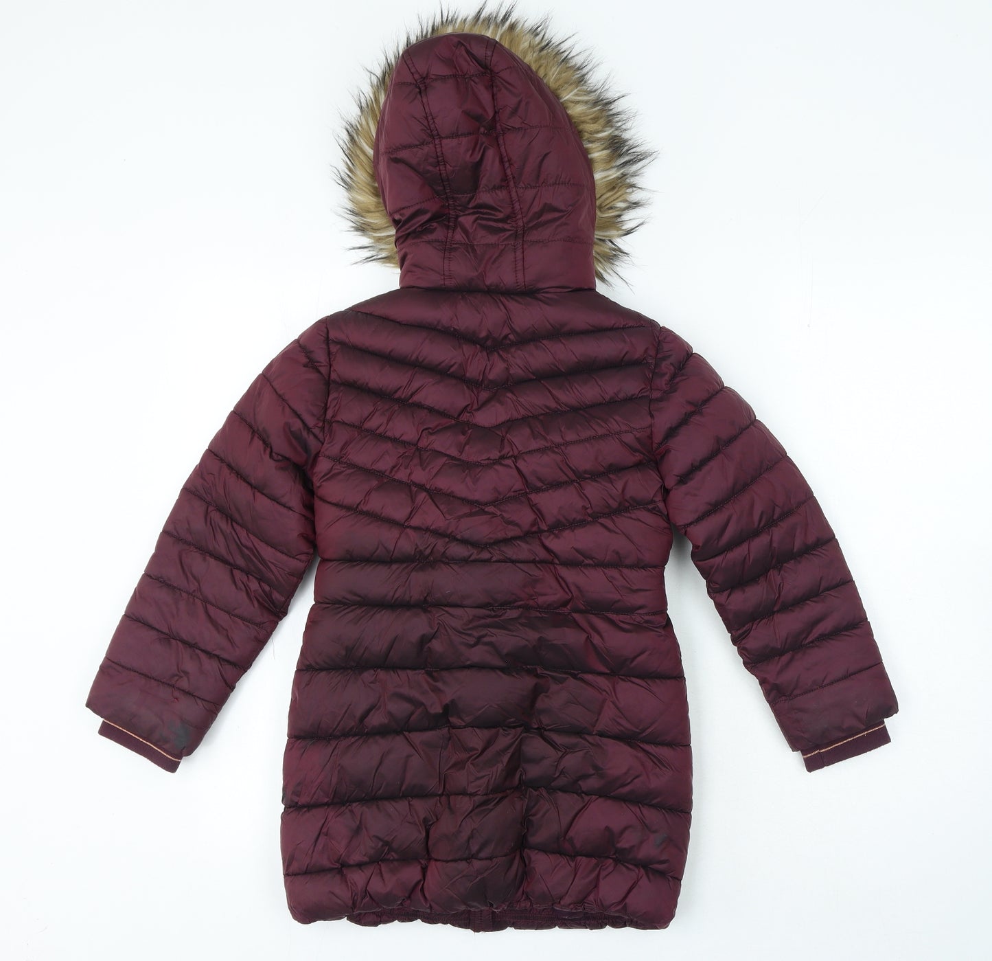 NEXT Girls Purple Basic Coat Coat Size 7 Years Zip