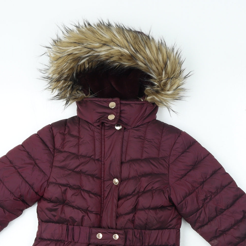 NEXT Girls Purple Basic Coat Coat Size 7 Years Zip