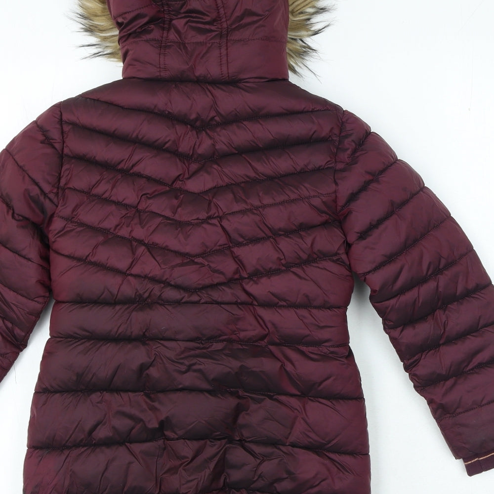 NEXT Girls Purple Basic Coat Coat Size 7 Years Zip