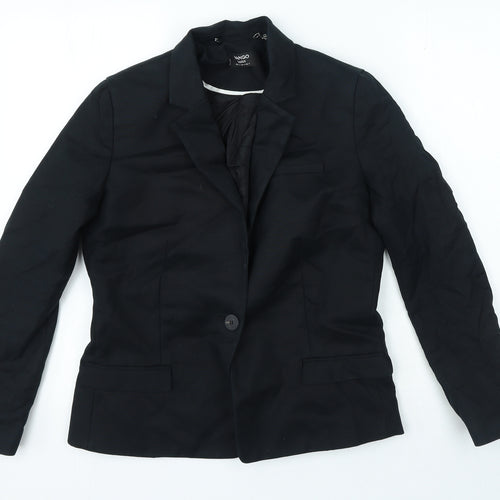 Mango Womens Black Cotton Jacket Blazer Size 10
