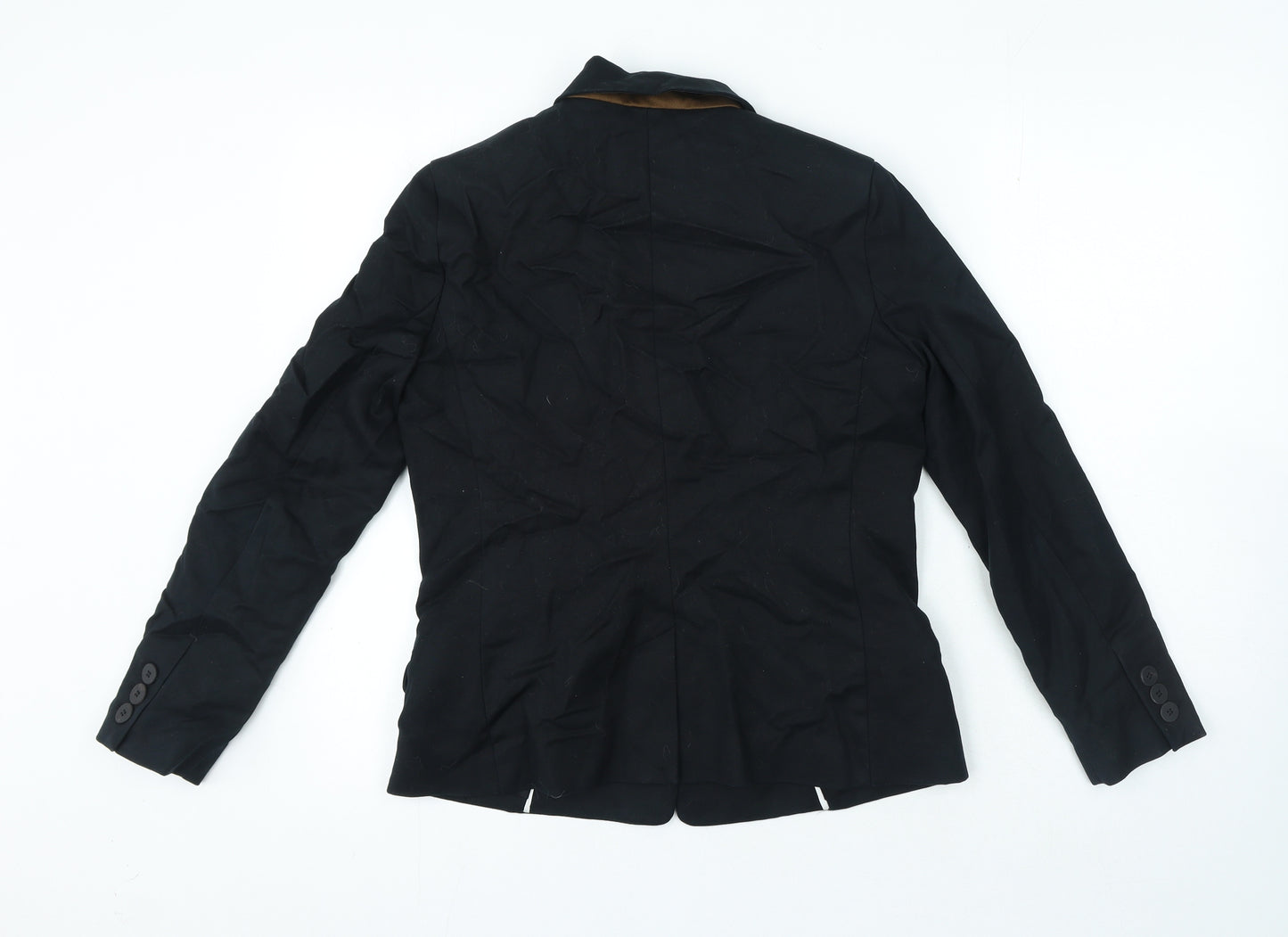 Mango Womens Black Cotton Jacket Blazer Size 10