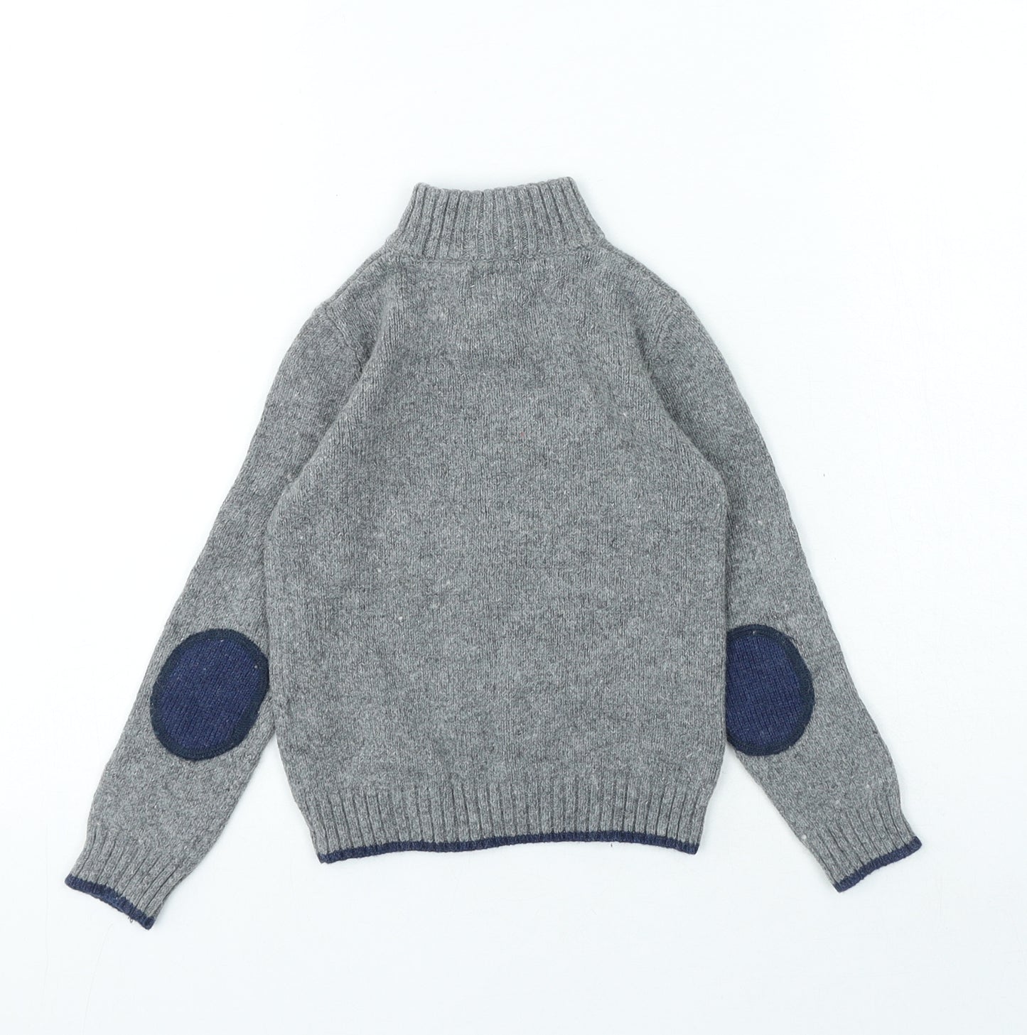 E of M Boys Grey High Neck Fabric Pullover Jumper Size 2-3 Years Button - 52