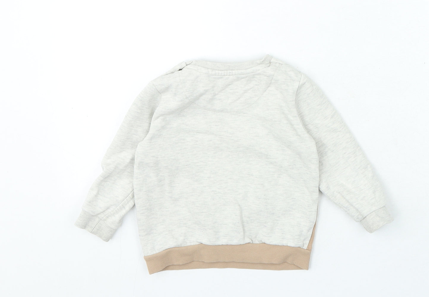 F&F Baby Grey Cotton Pullover Jumper Size 9-12 Months Snap - Tiger