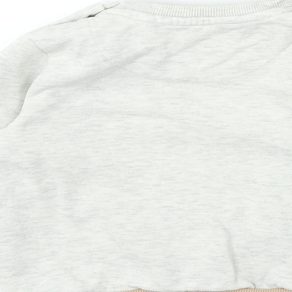 F&F Baby Grey Cotton Pullover Jumper Size 9-12 Months Snap - Tiger