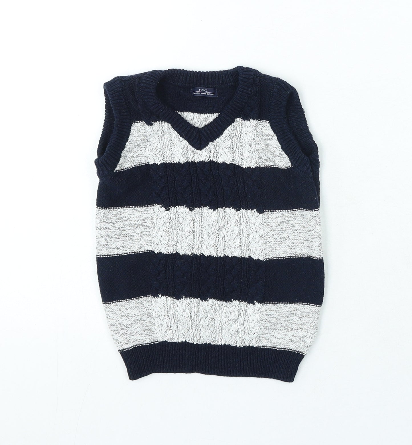 NEXT Boys Blue Striped Cotton Pullover Jumper Size 18-24 Months Pullover