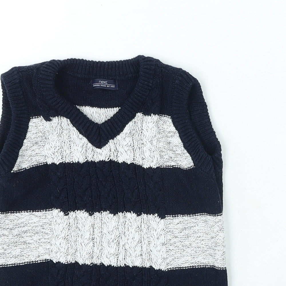 NEXT Boys Blue Striped Cotton Pullover Jumper Size 18-24 Months Pullover