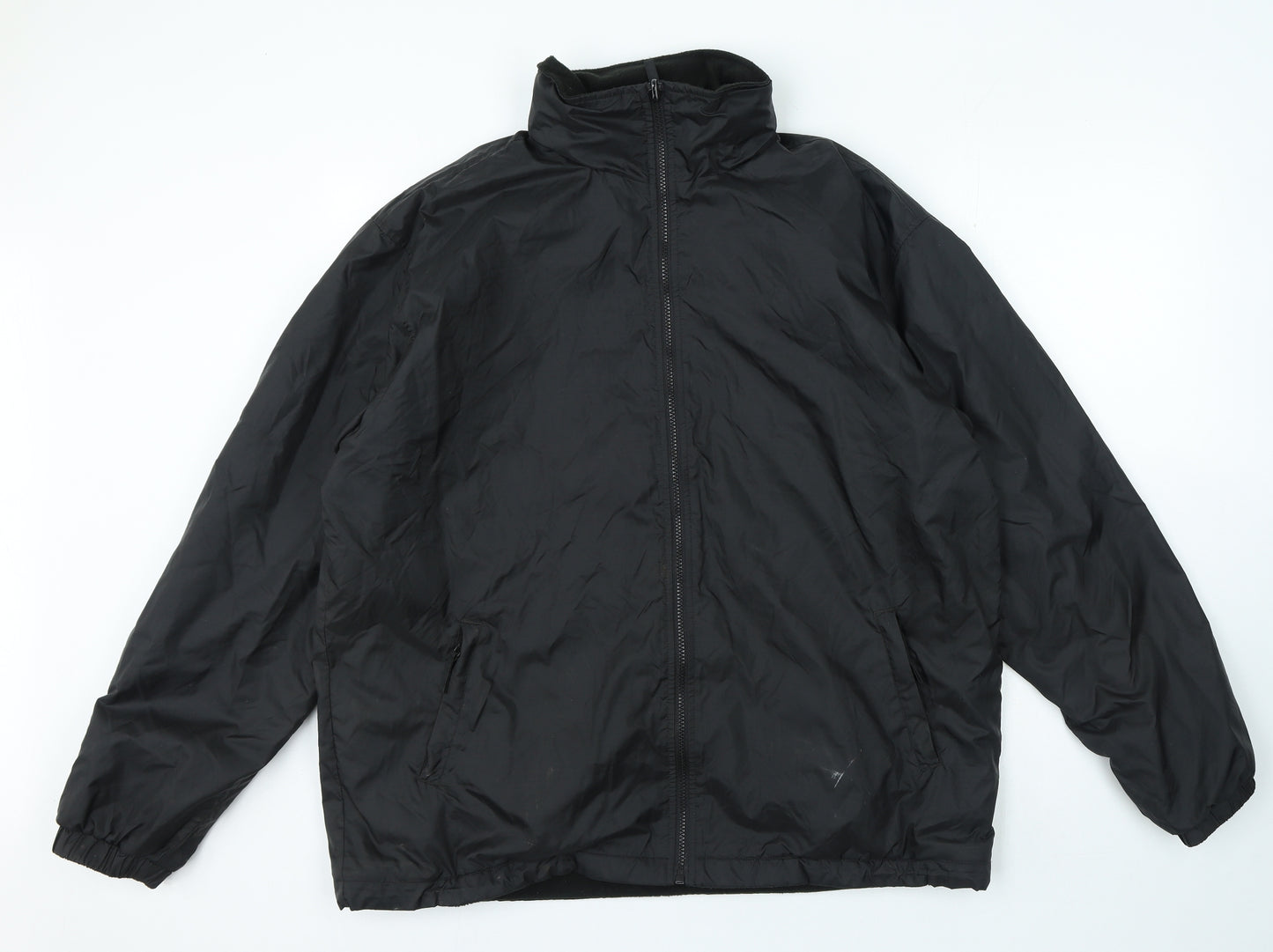 Preworn Mens Black Jacket Coat Size XL Zip