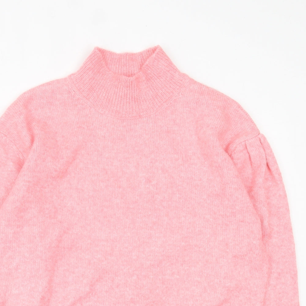 Marks and Spencer Womens Pink High Neck Acrylic Pullover Jumper Size S